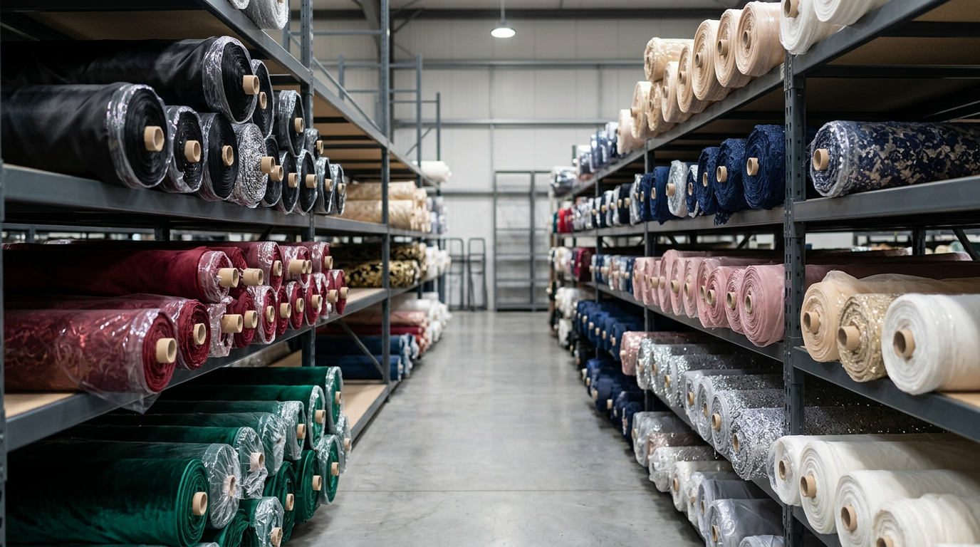 GRS Kumaşçılık — Osmanbey showroom rafları